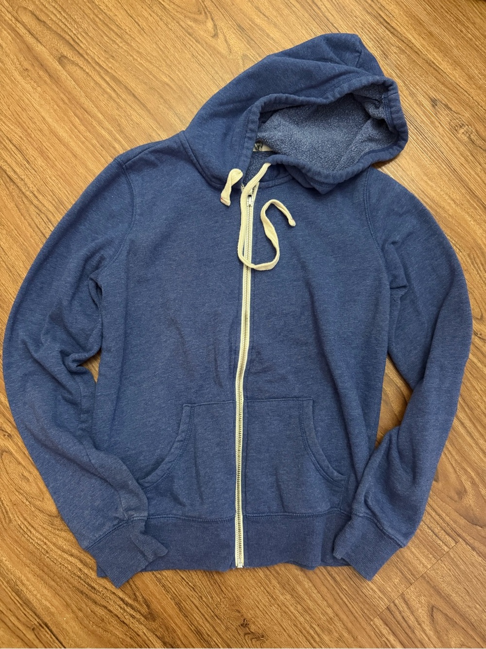 Blue Zip-Up Hoodie with Drawstring